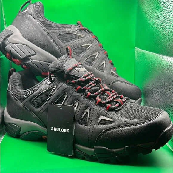 Shulook Black Trail Shoes with Reinforced Toe Box and Deep Tread Outsole - Picture 8 of 8
